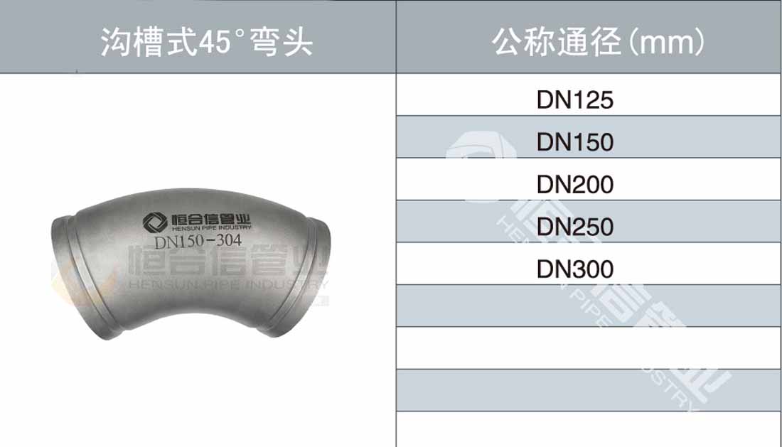 溝槽式45°彎頭參數1